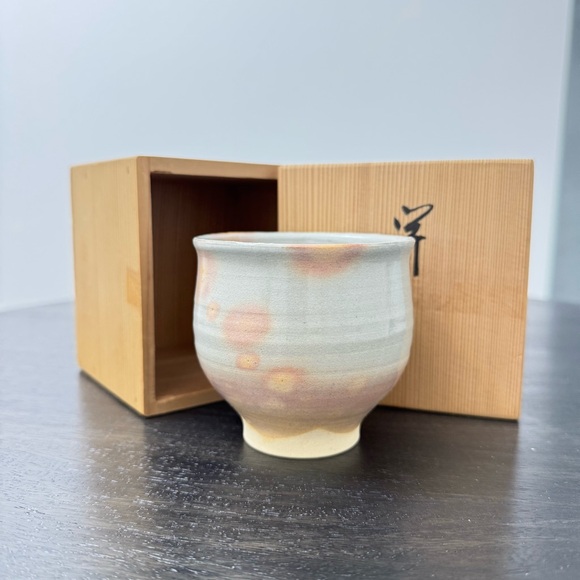 Japanese Vintage Ceramic Tea Cup with Wooden Box